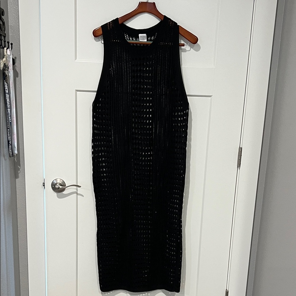 Cha Cha Open Knit Crochet Black Sleeveless Dress Sz 1X
